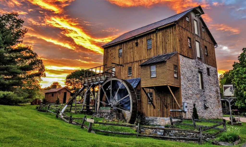 Wades Mill at sunset in Lexington, Virginia, United States